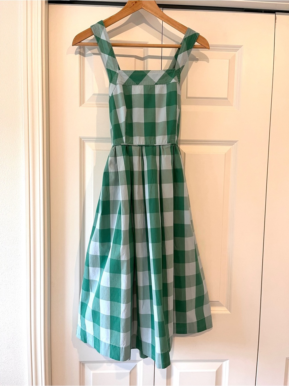 J. Crew Jade Green and Sky Blue Gingham Sundress